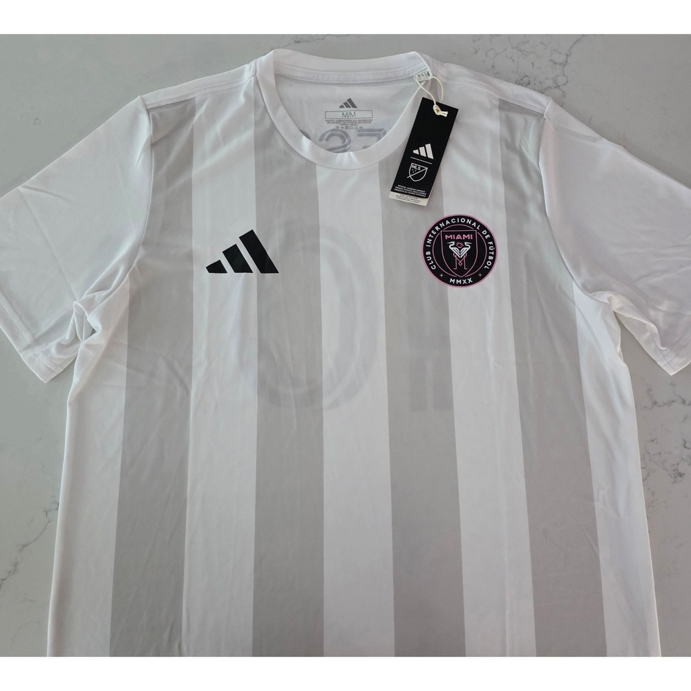 Adidas Inter Miami CF Messi 10 Soccer Jersey White Grey Stripe JW4332 Men's M - Picture 10 of 10